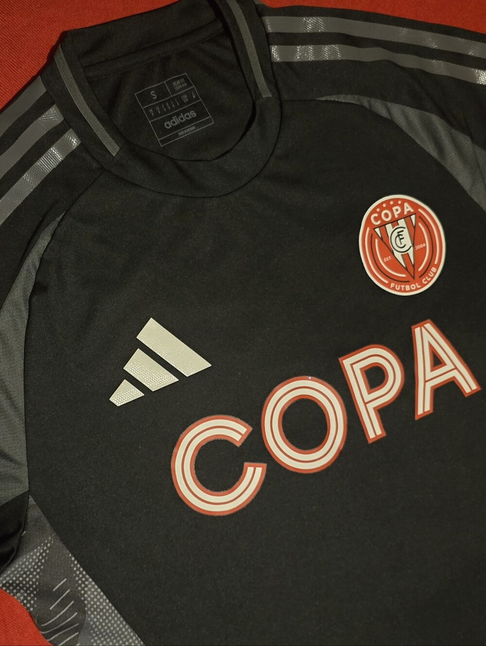 adidas Black Soccer/Futbal Top with Red COPA Logo
